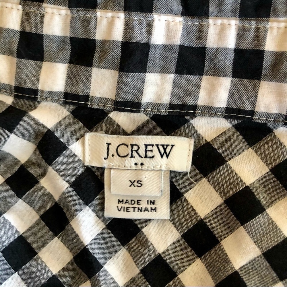 J Crew gingham tie-front shirt black white XS - Picture 7 of 9